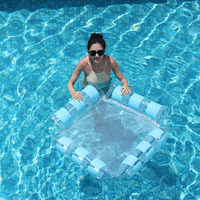 Nouveauté : Flotteur gonflable en PVC rayé à quatre tubes Blue Moonlight, hamac aquatique pliable en maille, transat flottant pour adultes 16 ans et plus