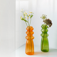 Vase en verre à bulles coloré, empilable, sculptural, avec col rond, pour la décoration moderne de la maison, présentation sur table