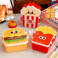 GREENSIDE Boîte de rangement Cartoon Lunch Box Salad Fruit Box Compartimentalized Fresh-keeping Lunchware