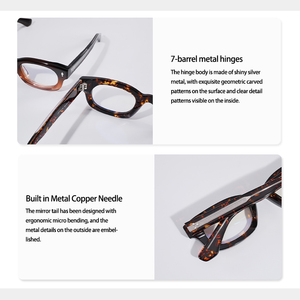 2026 Designer style Retro Thick <b>Frame</b> Acetate <b>Eyeglasses</b> <b>Frames</b> with Wing Rivet Bold Design Spectacle <b>Frames</b> for Women Men - Product Image 6
