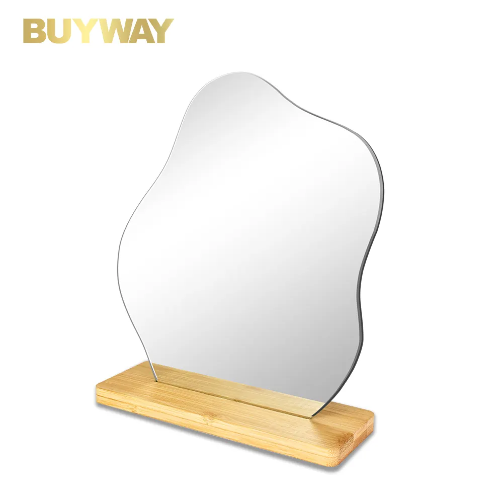 Modern Disassembly Design Bamboo Base Decorative Desktop Bedroom Table Makeup Mirror