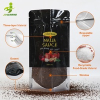 Sachets d'emballage personnalisés refermables à fermeture éclair en aluminium, avec fenêtre transparente, pour poudres alimentaires, assaisonnements, herbes et épices