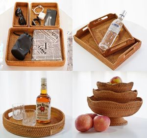 JN JN4050 Keranjang Penyimpanan Multifungsi Anyaman Rotan Alami Ramah Lingkungan, Nampan Buah, Wadah Permen, Buah Kering, Untuk Penggunaan di Rumah dan Kantor - Product Image 2