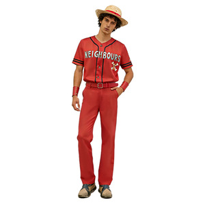Costume de cosplay One Piece Luffy pour homme, tenue de baseball rouge, costume complet pour jeu de rôle, costume d'Halloween - Product Image 1
