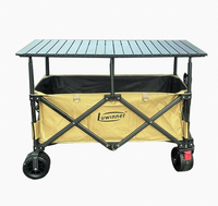 Chariot pliable à quatre roues imperméable rouge et noir spécial marché nocturne avec planche à œufs et pare-soleil pour extérieur
