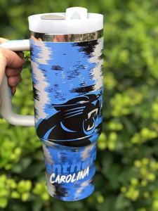 Cá nhân 40oz thép không gỉ Panthers in Tumblers Carolina đội bóng đá cốc với xử lý - Product Image 4