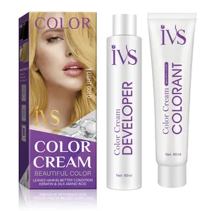 IVS משלוח מהיר סיטונאי קרטין מקצועי מיידי צבע שיער קבוע בהיר זהב קרם צבע שיער
