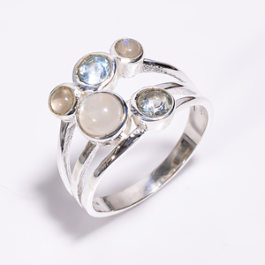 Amatista perla piedra preciosa 925 plata esterlina multi piedra anillo diseño único mujer joyería de moda exportador joyería fina - Product Image 4