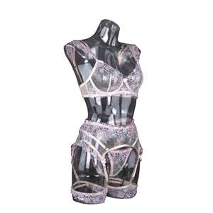 Quantité minimale de commande bas personnalisé prix de gros meilleure qualité <span class=keywords><strong>Bustier</strong></span> en dentelle florale G cordes porte-jarretelles ensemble de lingerie - Product Image 4