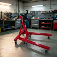 Support de moteur pliable robuste en acier avec 4 bras réglables, 6 roulettes pivotantes et tête rotative pour garage et atelier