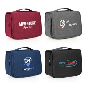 Customized Logo Travel for <b>Toiletry</b> <b>Bag</b> Waterproof Hanging Cosmetic <b>Bags</b> with Zipper Closure Fabric Material - Product Image 3