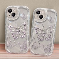Nouveau Design Ligne Métallique Papillon Transparent Silicone TPU Housse de Téléphone pour Iphone 6 7 8 X Xr XS 11 12 13 14 15 16 17 Pro Max
