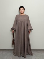 Ensemble Deux Pièces Kimar et Abaya LM020+511 Crêpe Lin Texturé, Compatible Allaitement Maternité Fermeture Éclair, Grande Taille, Jilbab de Prière Islamique