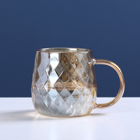 Jarra de diamante de cristal grande resistente al calor de 1,8 l con tapa, jarra de agua de borosilicato con asa, jarra de agua con asa