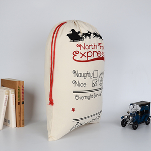 Sac <span class=keywords><strong>de</strong></span> Noël personnalisé en toile motif Pôle Nord Express, traîneau <span class=keywords><strong>de</strong></span> rennes et liste des enfants bien-élevés et coquins, faible MOQ, sac cadeau <span class=keywords><strong>de</strong></span> Noël - Product Image 2