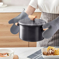 Ensemble de mitaines de four en silicone résistant à la chaleur avec doublure en coton doux, longs gants de four en silicone épais et flexibles pour la cuisson, les grillades