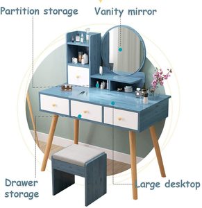 Salon mural rond pour femmes Nordic Small Window 9 Drawer Used Dressers Table Dressing Table Green - Product Image 6