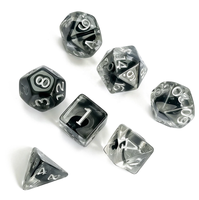 Jeu de dés en résine corail noir, dés polyédriques transparents foncés pour D&D, dés de jeu de rôle pour jeux de table TTRPG