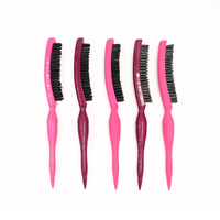 Massage du cuir chevelu peignage de dos de couleur personnalisée peigne à queue de rat brosse à cheveux à poils de nylon de sanglier brosse à taquiner pour femmes