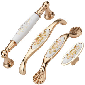 Lcedis Rose Gold Ceramic Cabinet Handles Oval European Style Zinc Alloy Furniture Hardware Drawer Door Knobs - Product Image 5