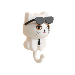 고양이 모양 만화 그라비티 유도 장식용 후크, 열쇠, 우산, 수건 등을 위한 접착식 수납 랙 - Product Image 3