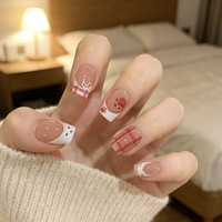 Faux Ongles Courts à Pression en Gros, Haute Qualité, 24 Pièces, Acrylique, Luxe, Étiquette Privée, Emballage Fournisseur French Tip