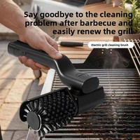 Brosse de nettoyage électrique portative pour barbecue, grattoir rotatif à 360 degrés, gants, construction en acier inoxydable et ABS pour le camping en extérieur