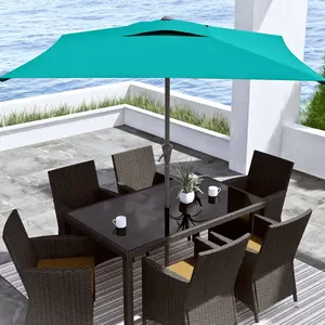 Modern kolay güneş bahçe kare veranda şemsiye mavi-yeşil manuel ile açık alternatif için kolu değiştirme
