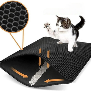 Tapis de litière pour chat double couche en EVA - Nid d'abeille anti-éclaboussures lavable avec Velcro - Product Image 4