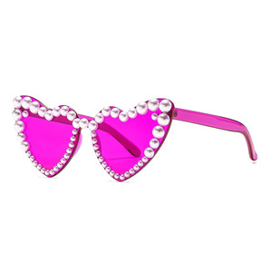 Lunettes de soleil en forme de cœur pour femmes, monture PC UV400, verres AC, lunettes de fête à la mode, gris, rouge, marron, bleu, violet, vert - Product Image 2