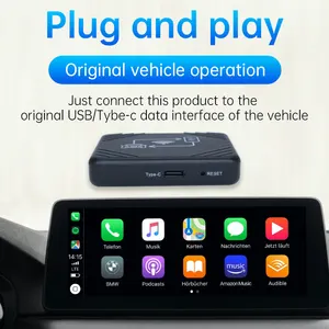 Kablosuz mini apple kablosuz carplay akıllı kutu android otomatik adaptör 98% arabalar için uygun