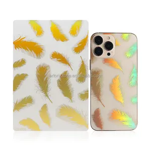 Mobiele Telefoon Transparante 3D Shiny Gold Back Skins Voor Telefoon Screen Snijmachine Terug Stickers