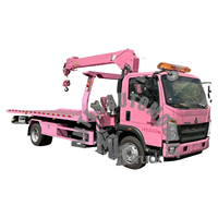 Penjualan langsung dari pabrik truk derek Flatbed 4X2 dengan derek 4 pendukung belakang Boom teleskopik lengan dapat menarik rusak kendaraan derek