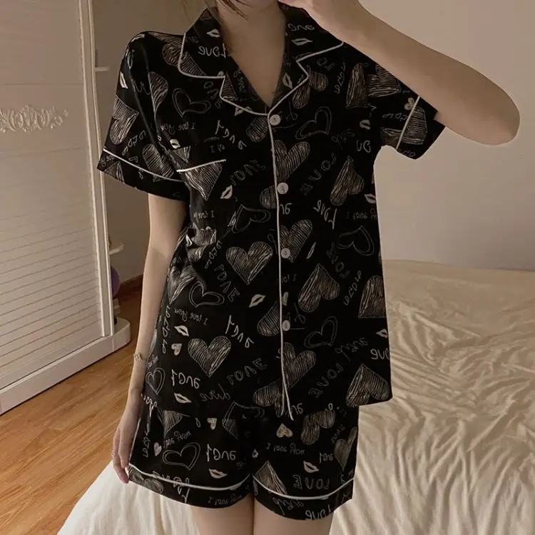 Custom logo silk pajamas ladies Two Piece Suit Shorts women's pajamas