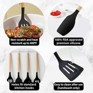 Utensilios de Cocina de Silicona - Juego de Utensilios de Cocina - 446 ° Juego de Utensilios Resistentes al Calor F, Accesorios de Cocina para Utensilios Antiadherentes, Libres de BPA - Product Image 3