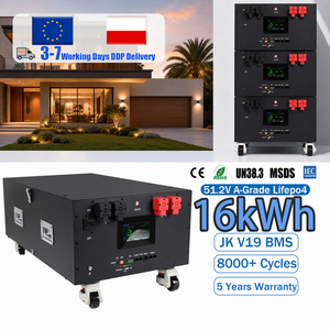 Batterie LiFePO4 domestique empilable 51.2V 314Ah 16kWh JK V19 avec BMS, chauffage en option, roues et stockage d'énergie solaire - Stock Pologne DDP - Product Image 1