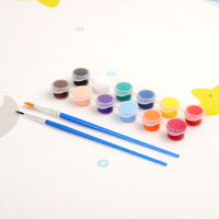Mini Kit de Peinture Réutilisable 12 Couleurs, Bandes de Peinture Acrylique Non Toxique avec 2 Pinceaux