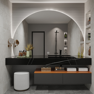 Meuble de salle de bain inhabituel Meuble-lavabo coloré Armoire murale de bain de 72 pouces avec miroir antibuée - Product Image 2