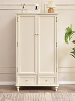 Armoire de chambre à coucher en bois massif de style rétro américain, portes battantes, grand tiroir, taille personnalisable - Meubles de maison de luxe légers et antiques