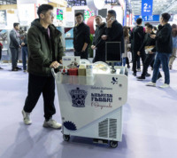 Chariot de glace mobile électrique Miles 2 saveurs tout en un magasin de produits servir et afficher la crème glacée fraîche Gelato