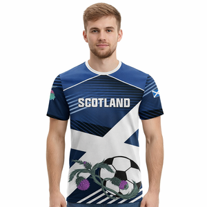 Est. Camiseta de Fútbol de <span class=keywords><strong>Escocia</strong></span> 1873-2026, Nueva, Ajustada, Transpirable, con Malla, Diseño Personalizado con la Bandera de <span class=keywords><strong>Escocia</strong></span>, Manga Corta - Product Image 2