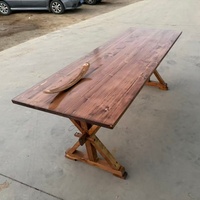 Table de banquet pliable en bois de style ferme moderne, finition naturelle, pour hôtels, réceptions de mariage, lieux de restauration en plein air et parcs