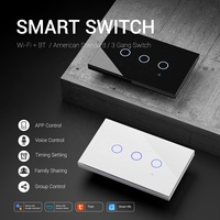 Interrupteur mural intelligent haut de gamme à 3 boutons avec écran tactile, compatible avec les applications Tuya Smart Life, contrôle à distance