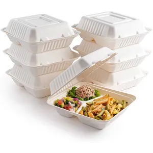 Envase Ecológico Biodegradable de 8 Pulgadas para Comida para Llevar, Caja de Almuerzo Tipo Concha, Caja <span class=keywords><strong>BIOPACK</strong></span>, Apto para Microondas - Product Image 1