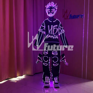 Ropa de fibra óptica Ropa de <span class=keywords><strong>DJ</strong></span> Ropa de iluminación de fibra óptica Traje luminoso colorido Trajes de baile Led - Product Image 2
