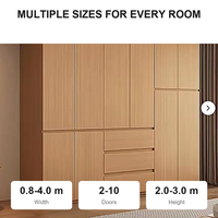 Armoire sur mesure en bois massif pour dressing, grand meuble de rangement pour chambre, armoire en contreplaqué étanche, design sans poignées, directement de l'usine