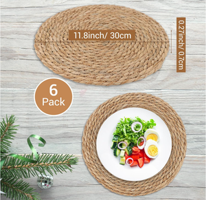 Boho Farmhouse rustique 10 pièces napperons tissés assiette chargeurs ensemble Jute tressé Table à manger tapis rotin <span class=keywords><strong>osier</strong></span> Table tapis décor - Product Image 2