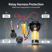 Ampoule LED pour voiture 4014-66SMD, 6000K, blanche, avec faisceau de relais, antibrouillard, clignotant, 12V