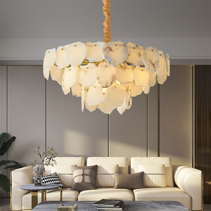 Lampes suspendues en marbre naturel de luxe avec LED dorées, lustre, éclairage suspendu, <span class=keywords><strong>luminaire</strong></span> pour salon, lampes de plafond - Product Image 1