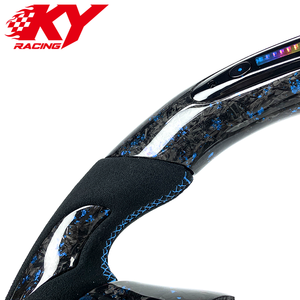 Volant sport LED en fibre de carbone forgée bleue personnalisée, revêtement en daim noir, adapté aux Chevrolet Corvette C6 ZL1 Z06 C7 C8 - Product Image 2